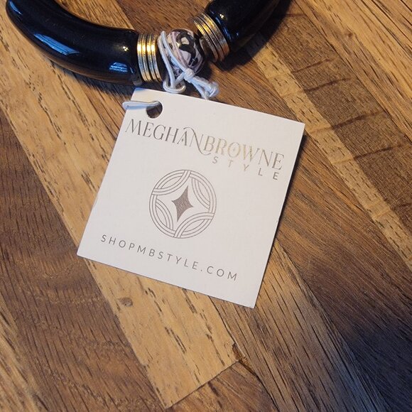 Meghan Browne Style GALA GB Black/Gold/White Chunky Stretch Resin Bead B… - Picture 9 of 11